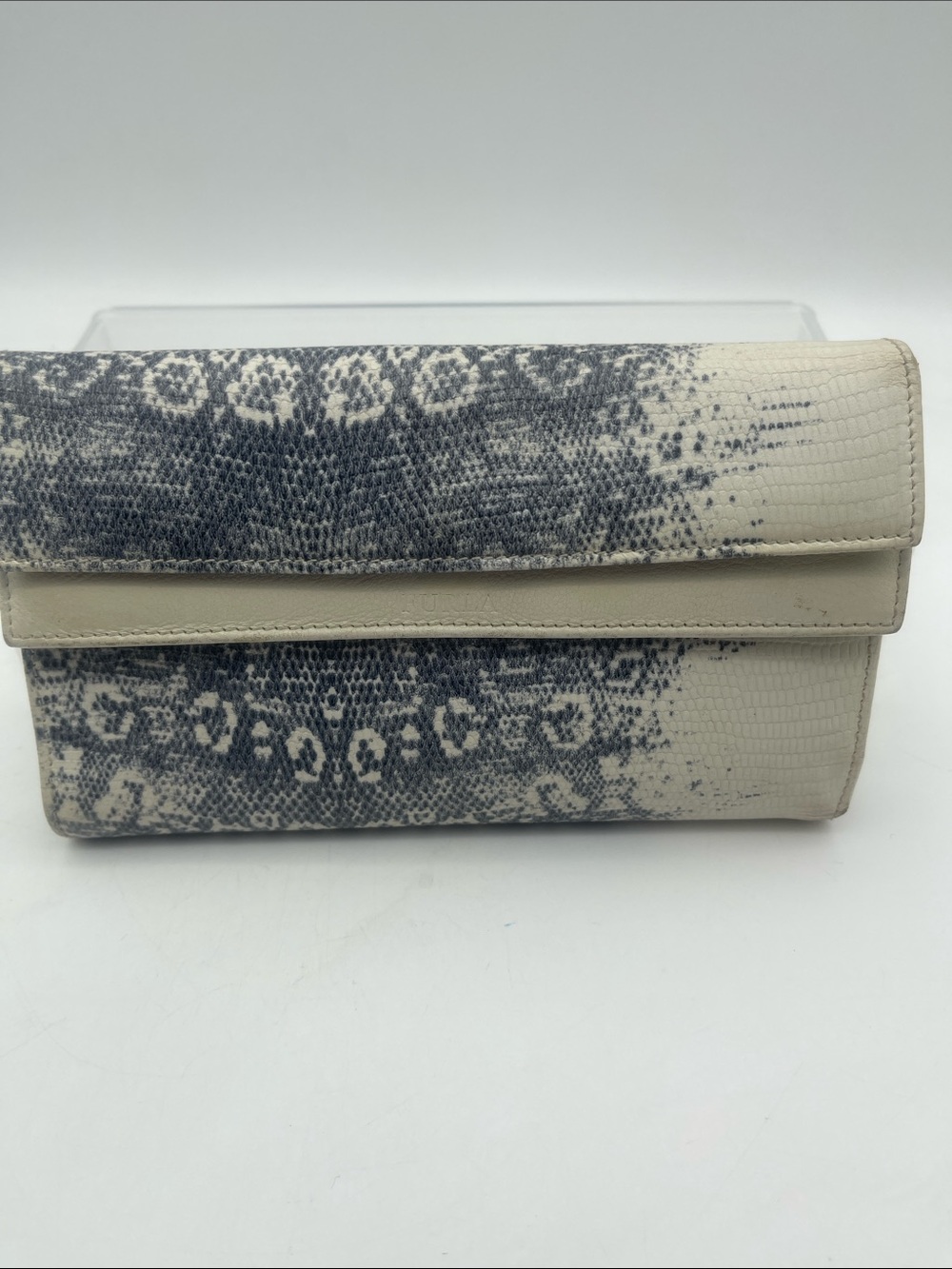 Vintage Furla Leather Wallet Snakeskin Multiple Compartments